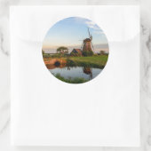 Windmolen op het platteland van Nederland rond de Ronde Sticker (Tas)