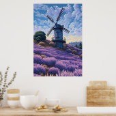 Windmolen Paarse Landschap ArtPrint Poster Wall Ar (Keuken)