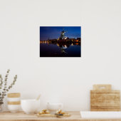 windmolen van Leidschendam met nachtelijke reflect Poster (Keuken)