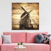 windmolen van primitief boerderij western land canvas afdruk (Insitu (Woonkamer))