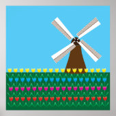 Windmolen van Tulp Flowers Poster (Voorkant)