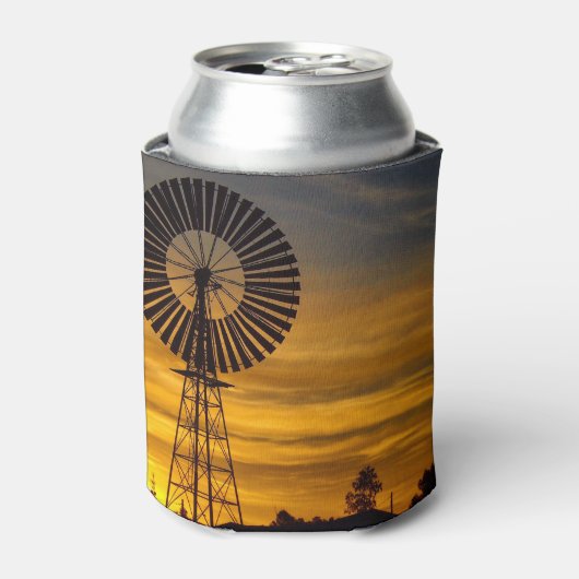 Windmolen zonsondergang foto koelbox blikjeskoeler (Blikje Voorkant)