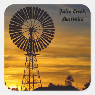 Windmolen Zonsondergang vierkante sticker