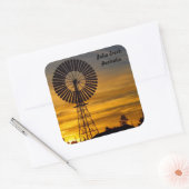 Windmolen Zonsondergang vierkante sticker (Envelop)
