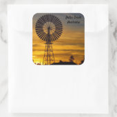 Windmolen Zonsondergang vierkante sticker (Tas)