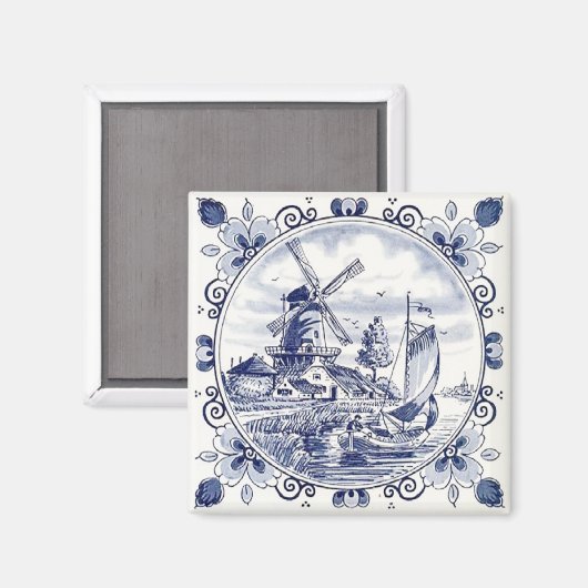  windmolenboot Delft Blue Magneet (Voorkant / Achterkant)