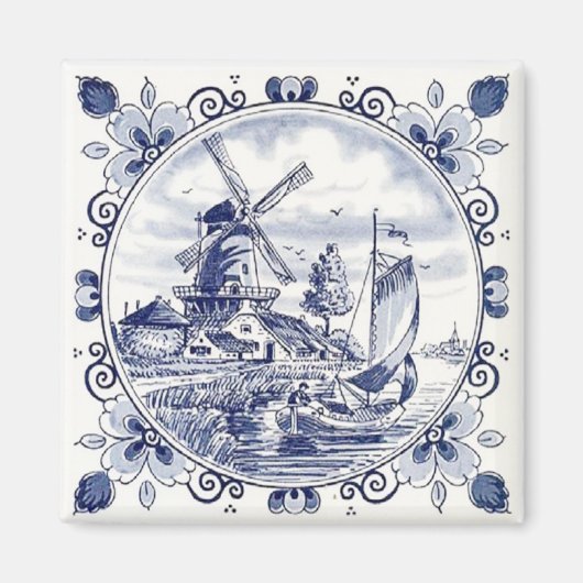 windmolenboot Delft Blue Magneet (Voorkant)