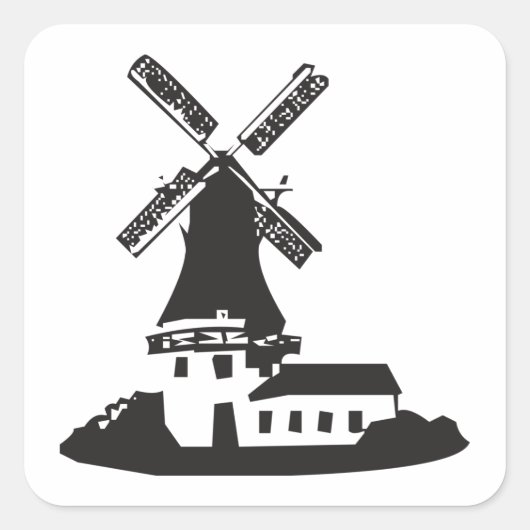 Windmolengebouw Vierkante Sticker (Voorkant)