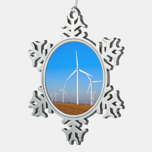Windmolenlandschap Tin Sneeuwvlok Ornament (Rechts)