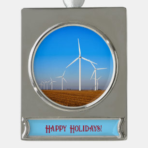 Windmolenlandschap Verzilverd Banner Ornament