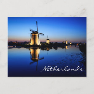 Windmolens bij Blue Hour in Nederlands briefkaart