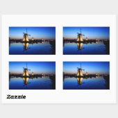 Windmolens bij Blue Hour rechthoekige sticker (Vel)