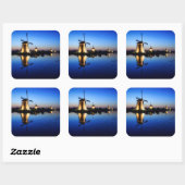 Windmolens bij Blue Hour square sticker (Vel)