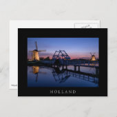 Windmolens en diskettes bij zonsondergang zwart br briefkaart (Voorkant / Achterkant)