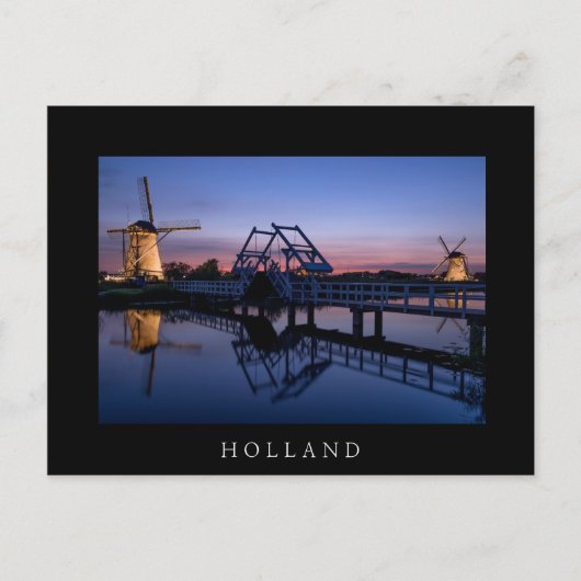 Windmolens en diskettes bij zonsondergang zwart br briefkaart (Voorkant)