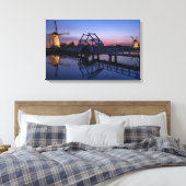 Windmolens en een ophaalbrug bij zonsondergang can canvas afdruk (Insitu (Slaapkamer))