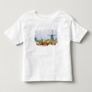 Windmolens en tulpen langs het kanaal kinder shirts
