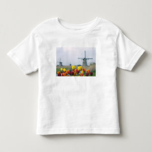 Windmolens en tulpen langs het kanaal kinder shirts