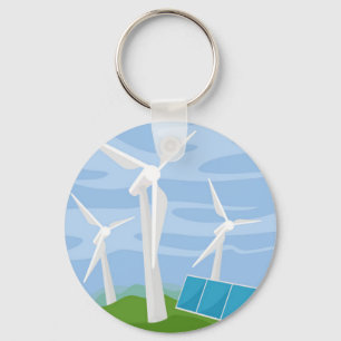 Windmolens en zonnecellen sleutelhanger
