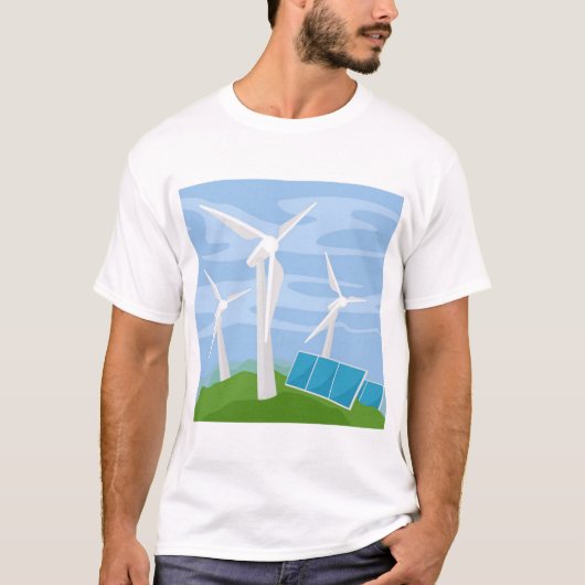 Windmolens en zonnecellen t-shirt (Voorkant)