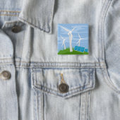 Windmolens en zonnecellen vierkante button 5,1 cm (In situ)