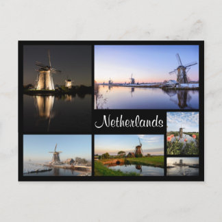 Windmolens in het Nederlandse collage-briefkaart Briefkaart