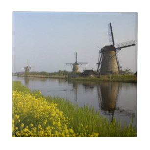 Windmolens langs het kanaal van Kinderdijk Tegeltje