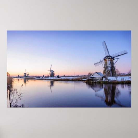 Windmolens tijdens een zonsopgang in het Holland p Poster (Voorkant)
