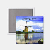WINDMOLENS VAN KINDERDIJK, NEDERLAND MAGNEET (Voorkant / Achterkant)