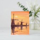 Windmolens Zonnebakken - Waterverf schilderen Briefkaart (Staand voorkant)