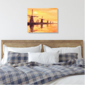 Windmolens Zonneverf Waterverf Canvas Afdruk (Insitu (Slaapkamer))