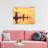 Windmolens Zonneverf Waterverf Canvas Afdruk (Insitu (Woonkamer))