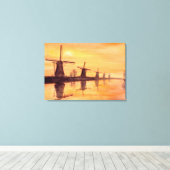 Windmolens Zonneverf Waterverf Canvas Afdruk (Insitu (Houten vloer))