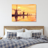 Windmolens Zonneverf Waterverf Canvas Afdruk (Insitu (Slaapkamer))