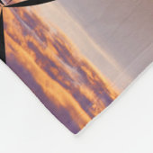 Windmolenturbine op zonsondergang fleece deken (Hoek)