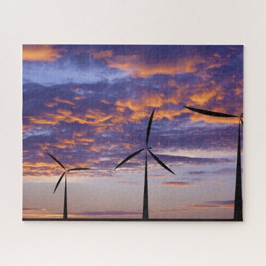 Windmolenturbine op zonsondergang legpuzzel (Horizontaal)
