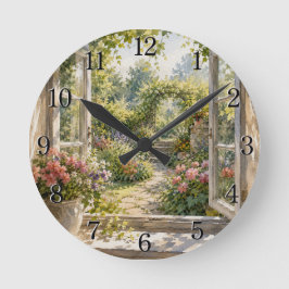Window & Garden Wall Clock — Charming Nature Desig Ronde Klok