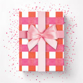 Windowpane Weave Gingham in Pink and Orange Cadeaupapier