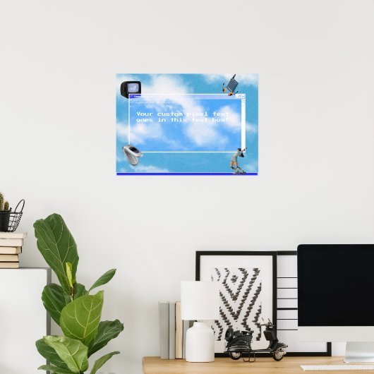 Windows95 Computer Theme Aangepaste tekst Poster (Thuiskantoor)