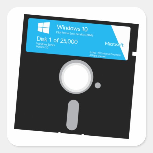 WINDOWS 10 DISQUETTE - Autocollants Drôles (Devant)