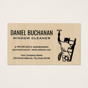 Windows Cleaner op Ladder Visitekaartje