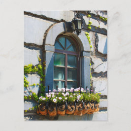WINDOWS DOORS FLOWERS BUILDING POSTCROSSING BRIEFKAART