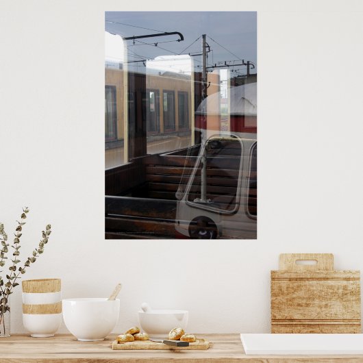 Windows Reflectie van de treinstel P Poster (Keuken)