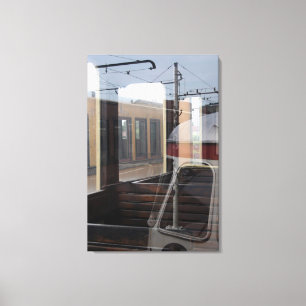 Windows Reflecties van  Treinen Rail Yard C Canvas Afdruk