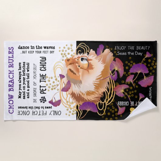 WINDSONG CHOW BEACH RULES serviette de plage (Devant)