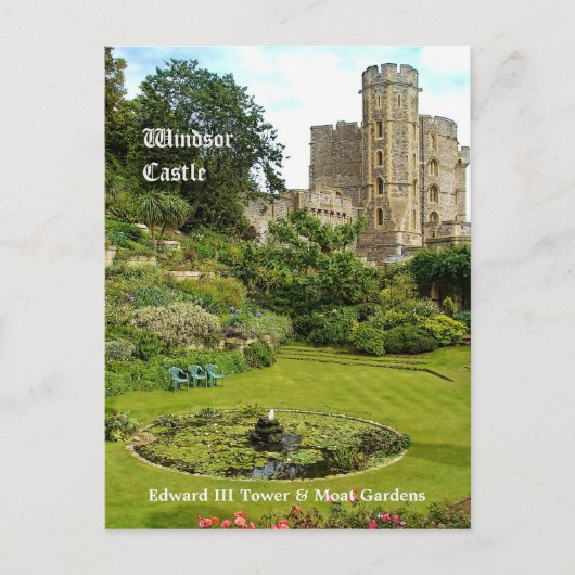 Windsor Castle - Edward III Tower & Moat Garden Briefkaart (Voorkant)