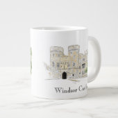 Windsor Castle Iconic Landmark Illustration Extra Grote Beker (Voorkant rechts)