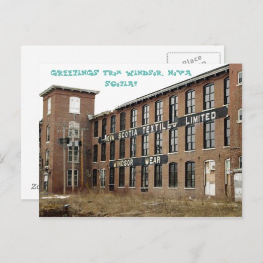 Windsor, Nova Scotia Textiles Mill Briefkaart (Voorkant / Achterkant)
