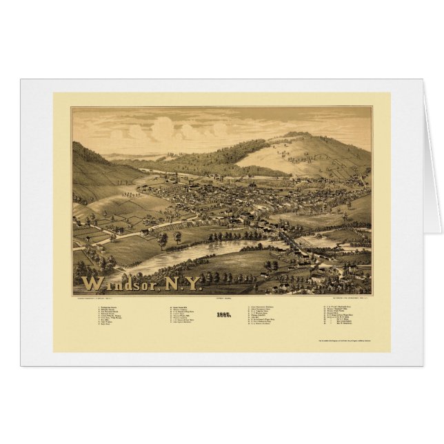 Windsor, NY Panoramic Map - 1887 (Voorkant Horizontaal)