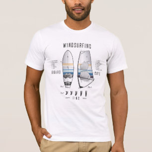 Windsurfapparatuurbord, zeilwagen en afsluiter t-shirt